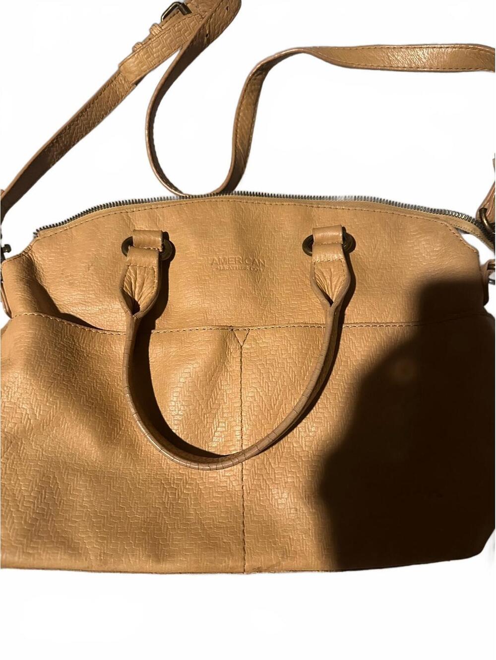 American Leather Tan Leather Shoulder Bag with Adjustable Strap